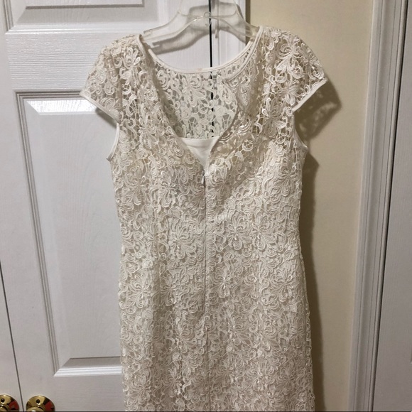 Adrianna Papell cap-sleeve illusion lace dress - Picture 5 of 7